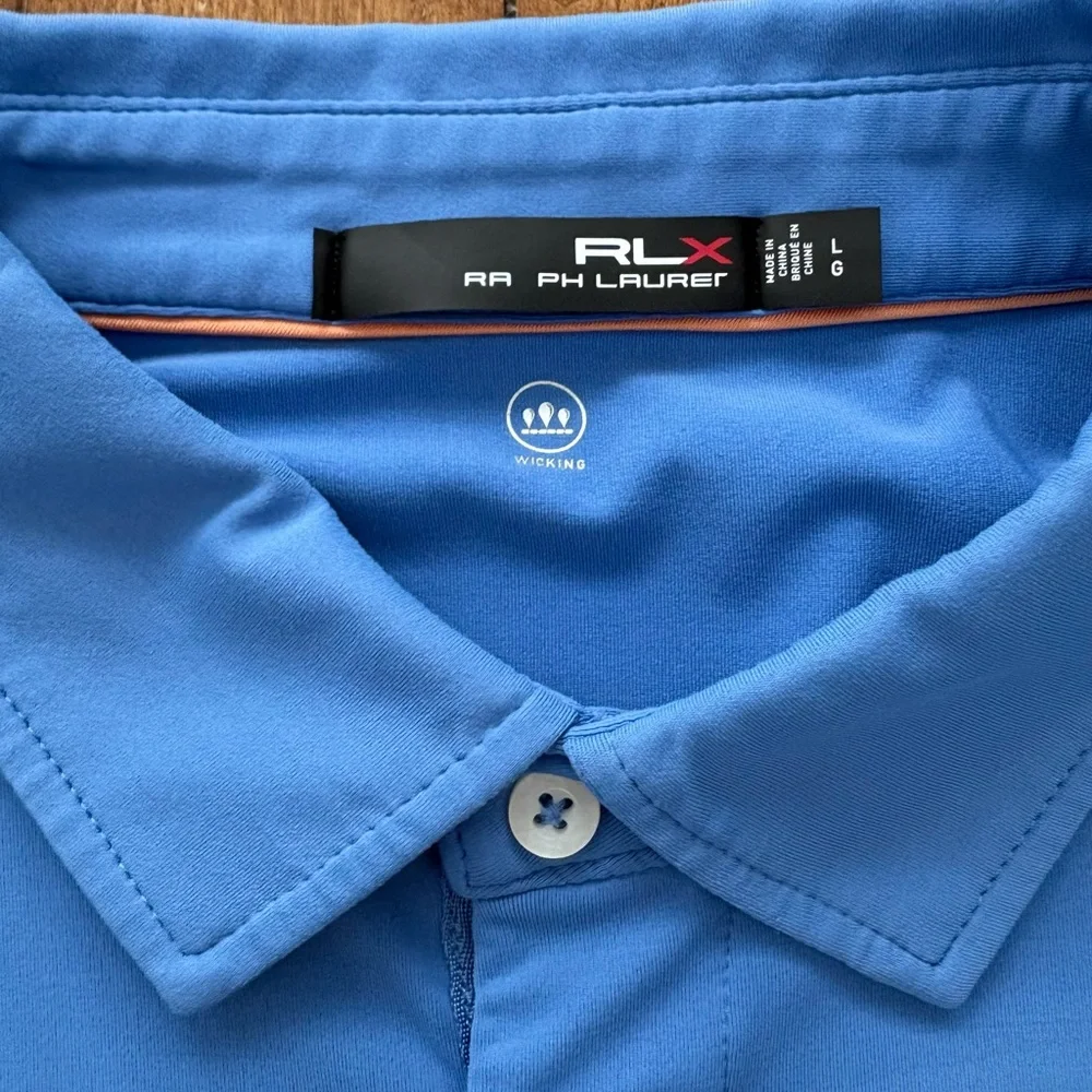 Men’s Light/ royal  Blue RLX Polo Performance Polo Shirt men’s large tour logo
